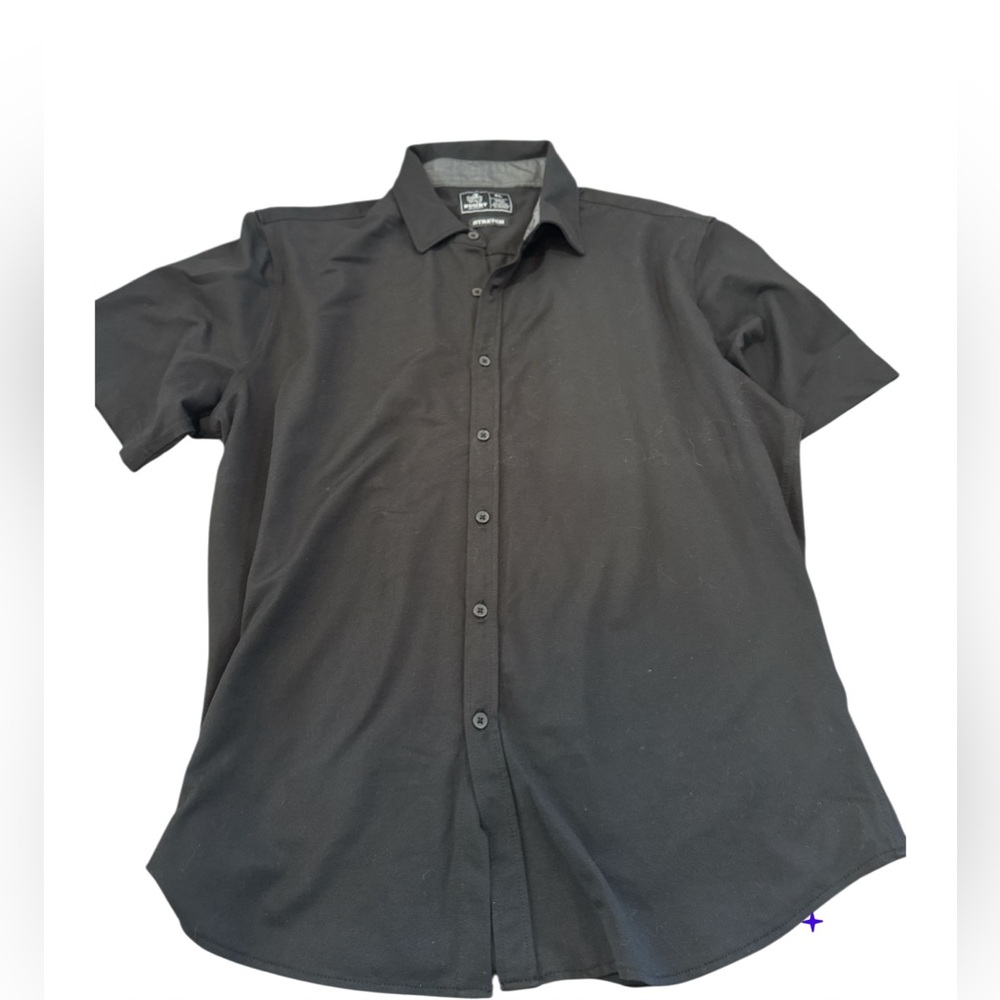 Rugby University RU Men Button Short Sleeve Shirt XL BLACK Golf